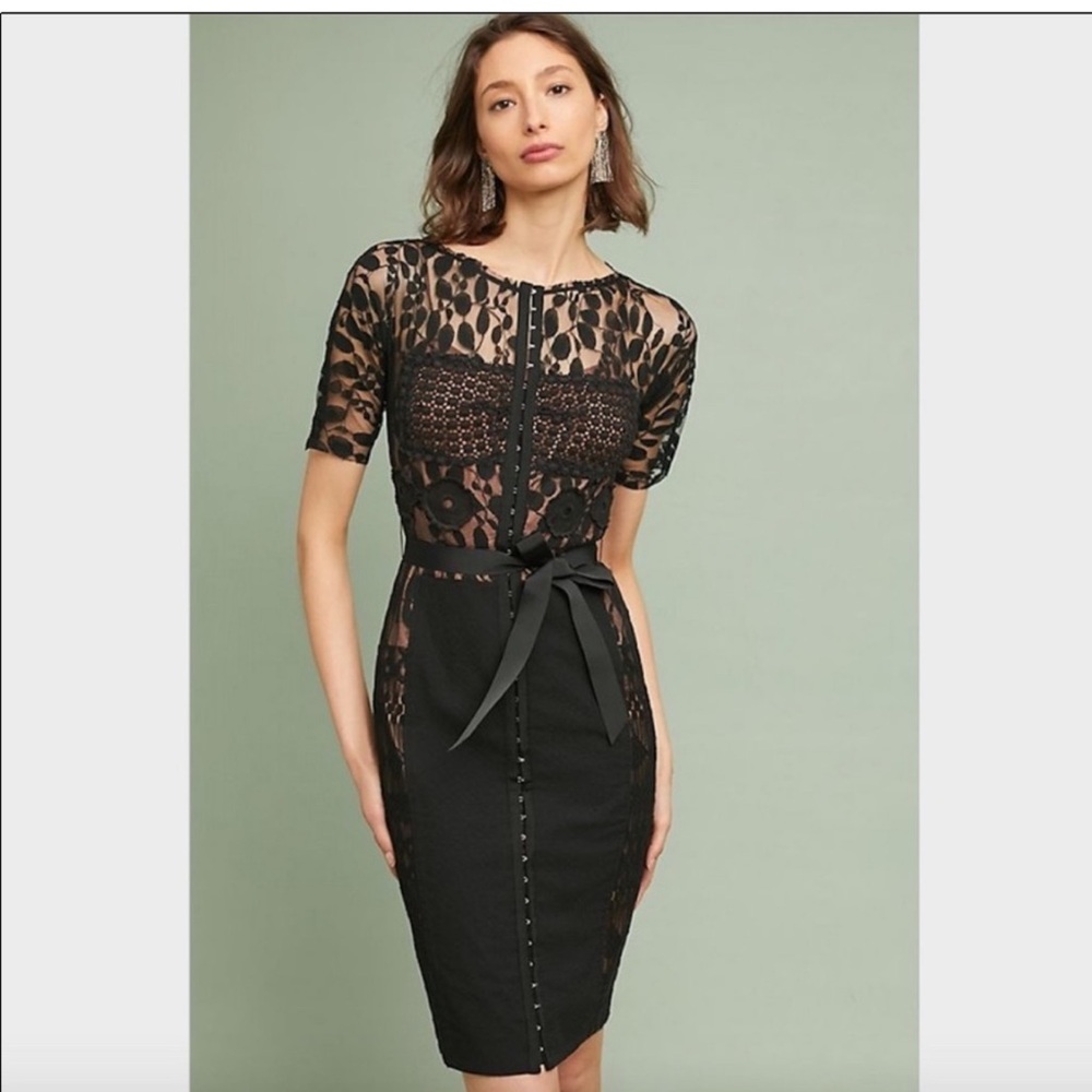 EUC - Byron Lars Black Lace ‘Beguile’ Midi Dress - size 6